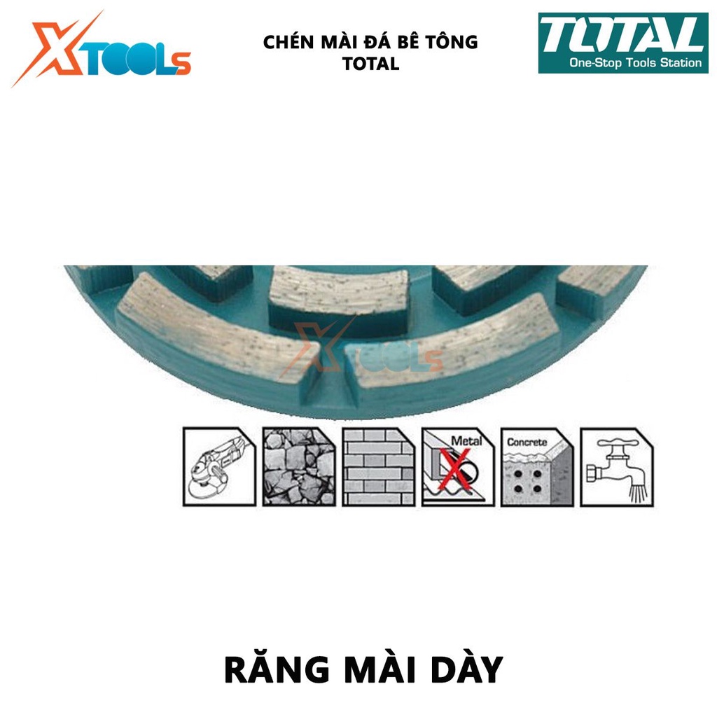 Chén mài đá bê tông TOTAL | Chén mài Đường kính: 100-180mm Răng: 12-24 răng Lỗ cốt: 22.22mm [XTOOLS]