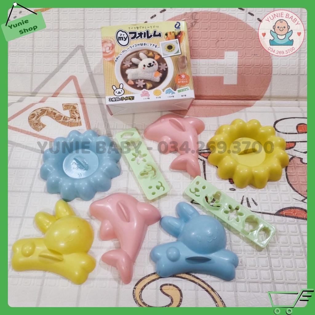 Khuôn Bento Ép Cơm Thỏ, Hoa, Cá Heo Cho Bé