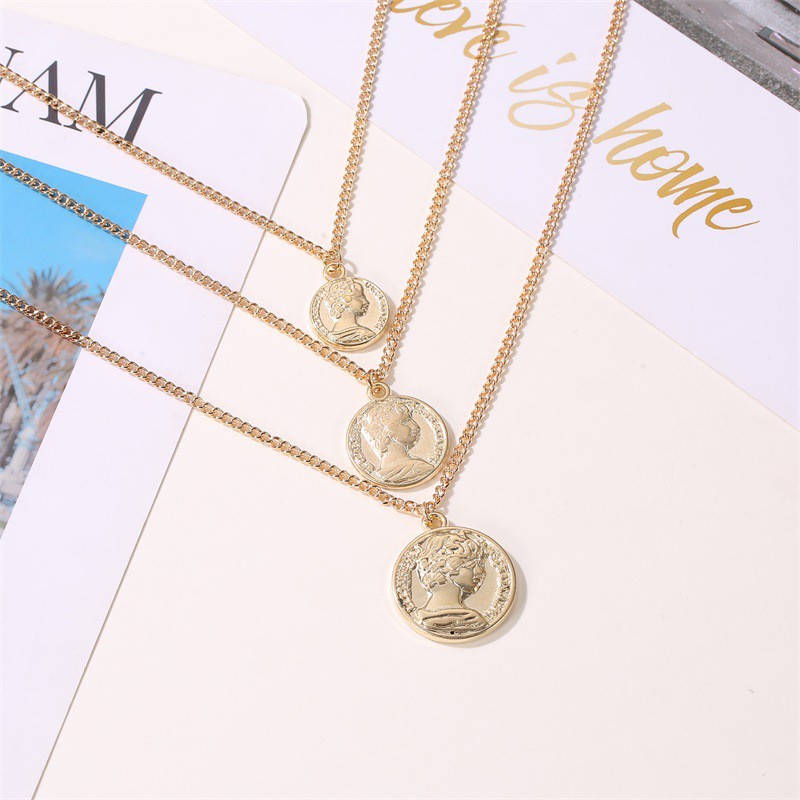 Dây Chuyền Ba Lớp Đính Đồng Xu Phong Cách Bohemian