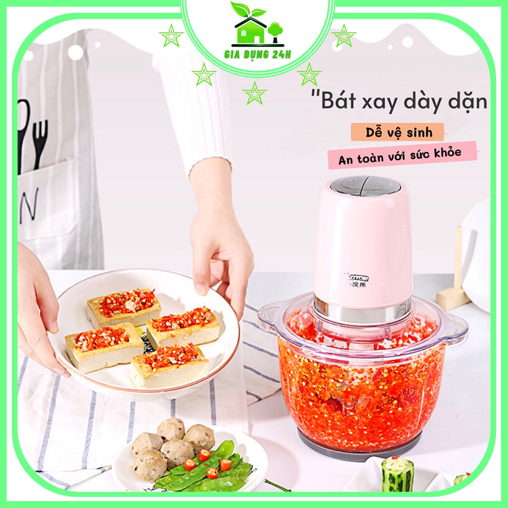 Máy xay thịt, sinh tố, ăn dặm, hoa quả LOTOR Bảo Hành 12 Tháng, Cối Thủy Tinh 2l và 1.2L Tặng dao thêm