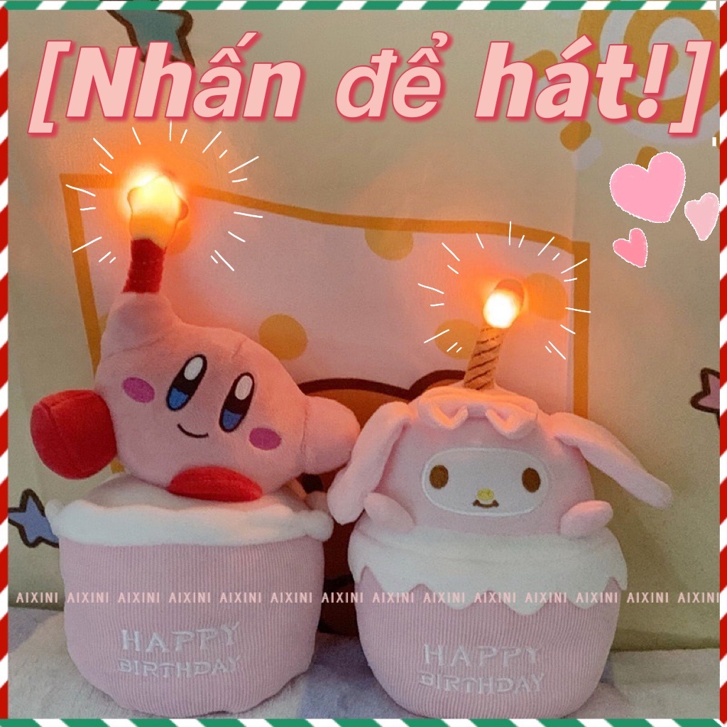 Nhấn để hát!GẤU BÔNG SANRIO SINH NHẬT PHÁT SÁNG VÀ NHẠC HAPPY BIRTHDAY QUÀ TẶNG Ca hát Hình dạng bánh sinh nhật Đồ chơi KUROMI, CINNAMOROLL, MELODY, PURIN Con chó nhồi bông Búp bê Quà tặng sinh nhật