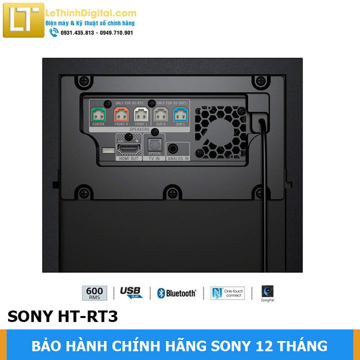 [Giao miễn phí tại TP.HCM] Dàn âm thanh Sound Bar SONY HT-RT3 - Hãng phân phối - Bảo hành chính hãng 12 tháng