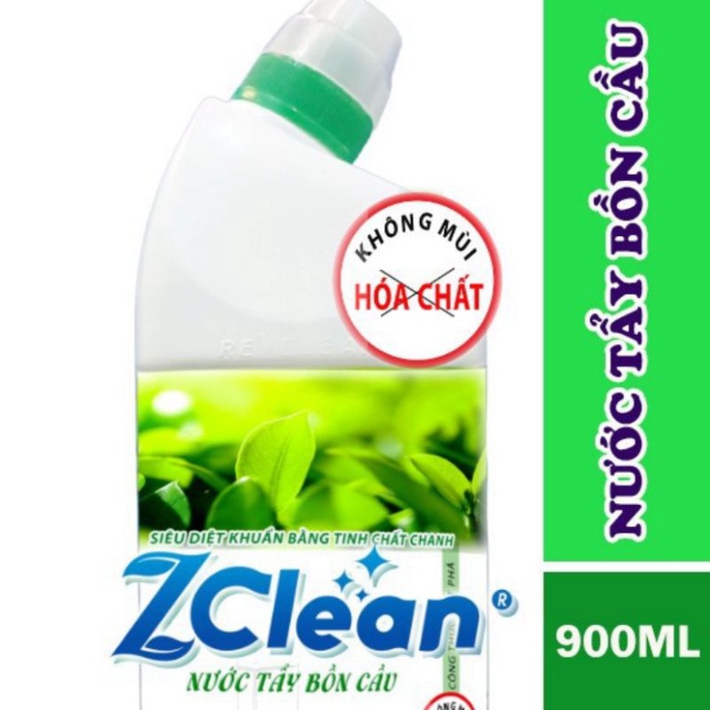 ZClean - Nước Tẩy Bồn Cầu Không Mùi hoạt chất Clo, không khiến hại cho men sứ, siêu tẩy vết ố vàng, sát khuẩn - chai 900