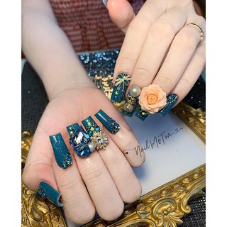 Sơn móng tay , Sơn giả bột Ruby màu xanh cổ vịt mã 2.3