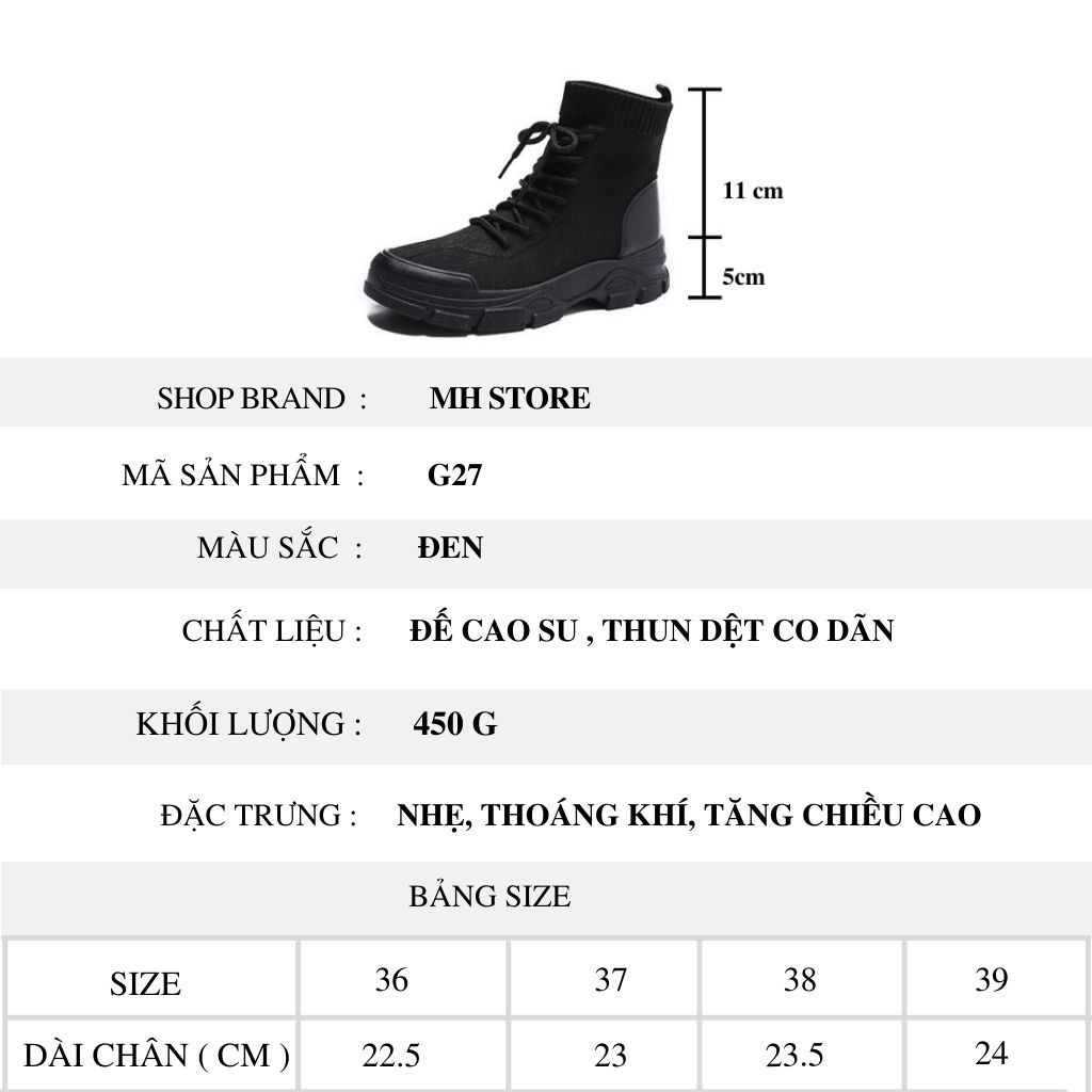 Giày Boots Nữ BUXINO27 Boots Nữ Cổ Cao Phối Thun Co Dãn Ôm Chân Phong Cách Đường Phố Chính Hãng BUXINO Size ( 36 - 39)