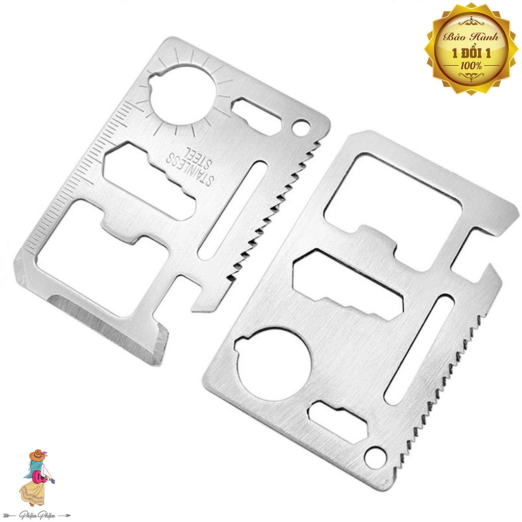 Bộ 2 miếng thép đa năng 11 công dụng thẻ phượt đa năng Steel Credit Card Survival Tool Phặn Phặn | BigBuy360 - bigbuy360.vn