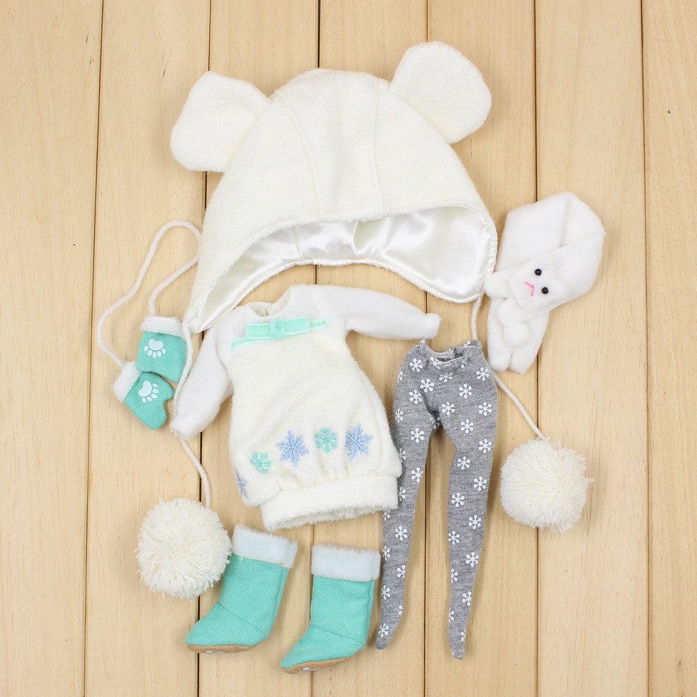 Outfits for Blythe doll Blue Flower dress with hat for the 1/6 ICY NEO BJD icy dbs