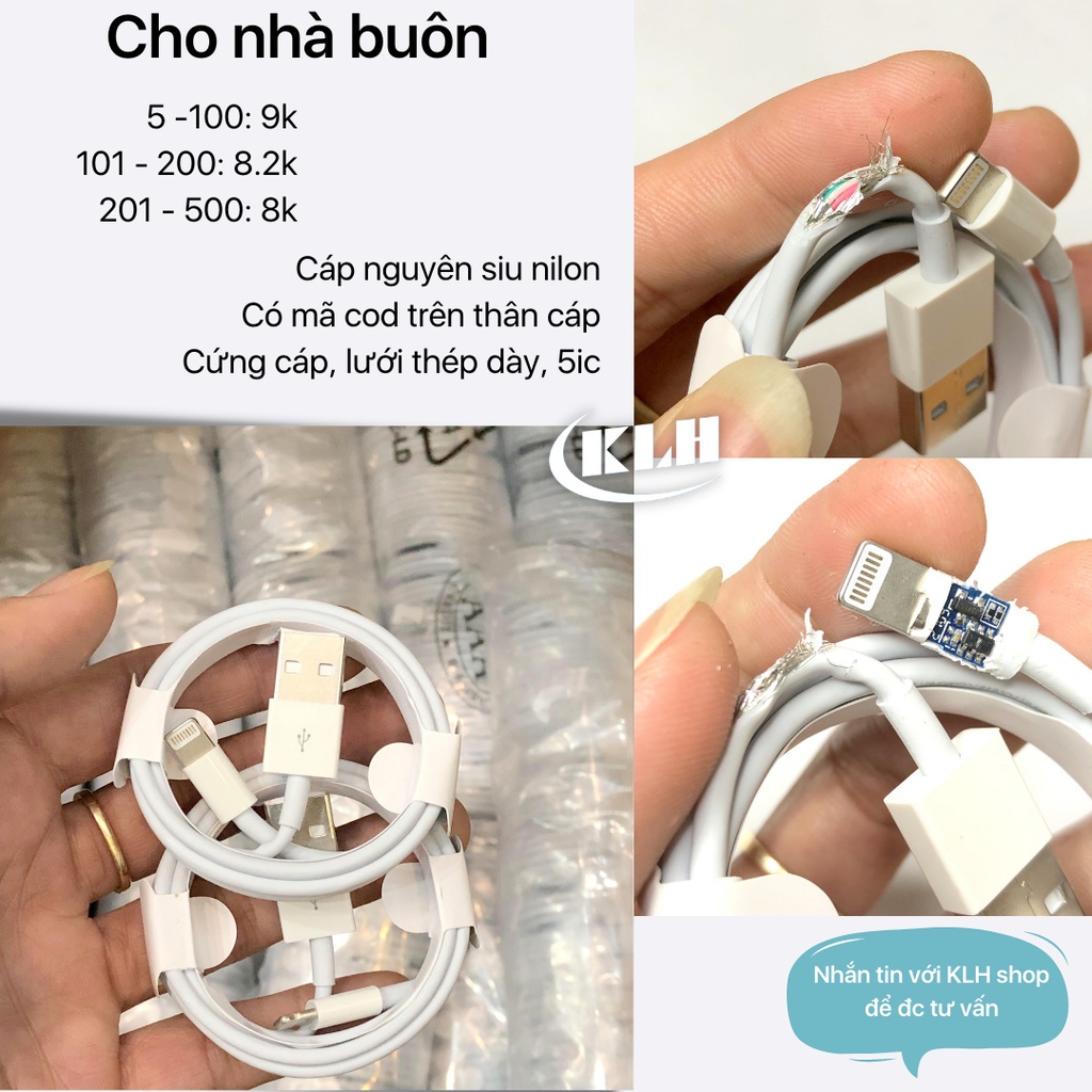 Dây cáp chân Lightning sạc nhanh cho phone, máy tính bảng KLH 3i dây sạt Ip 5/6/6s/6p/7/8/x/xs/11/12/13 - KLH shop