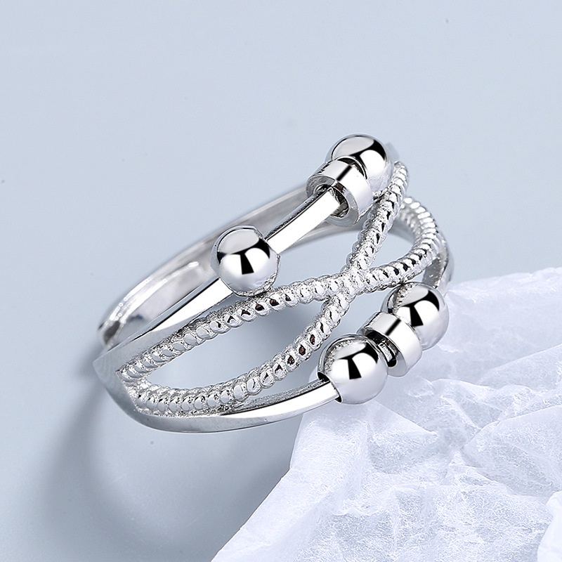 Nhẫn Hở Màu Bạc Cổ Điển Có Thể Điều Chỉnh Giảm Căng Thẳng Thời Trang Unisex