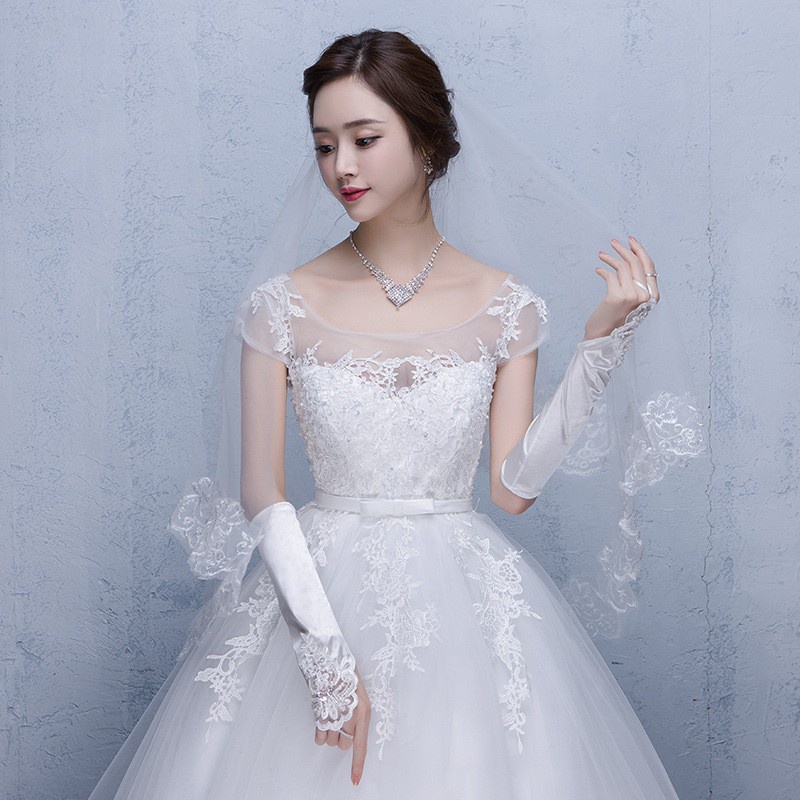 Mạng Che Mặt Vải Tuyn Viền Ren Mới Chất Lượng Cao Cho Cô Dâu