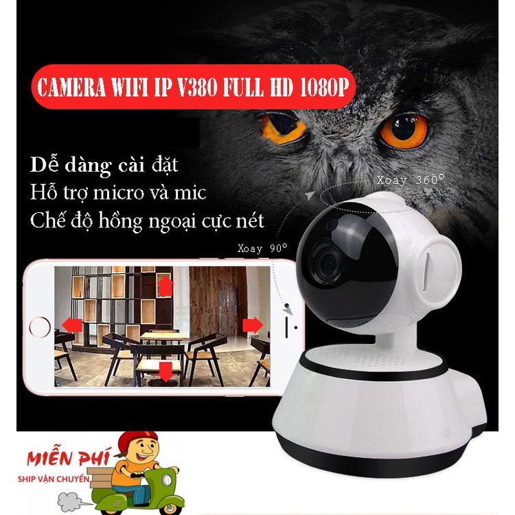 Camera Wifi IP Chống Trộm V380 Full HD 1080p Có Hồng Ngoại Đàm Thoại 2 Chiều Giám Sát Ngày Đêm