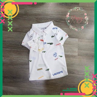 Áo polo Baby Lacoste trắng họa tiết bé trai