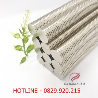 nam châm viên tròn kích thước phi 15mm dày 2mm mạ nikel