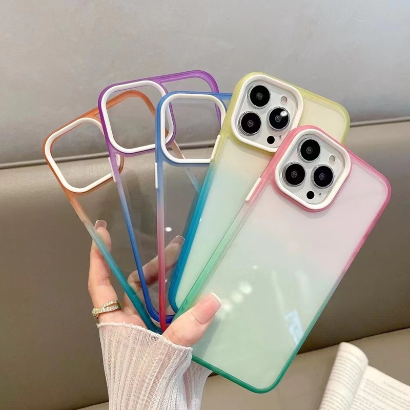 Ốp Điện Thoại Trong Suốt Màu Cầu Vồng Chống Rơi Cho iPhone 13 Pro max 12 Pro max 11 Pro max