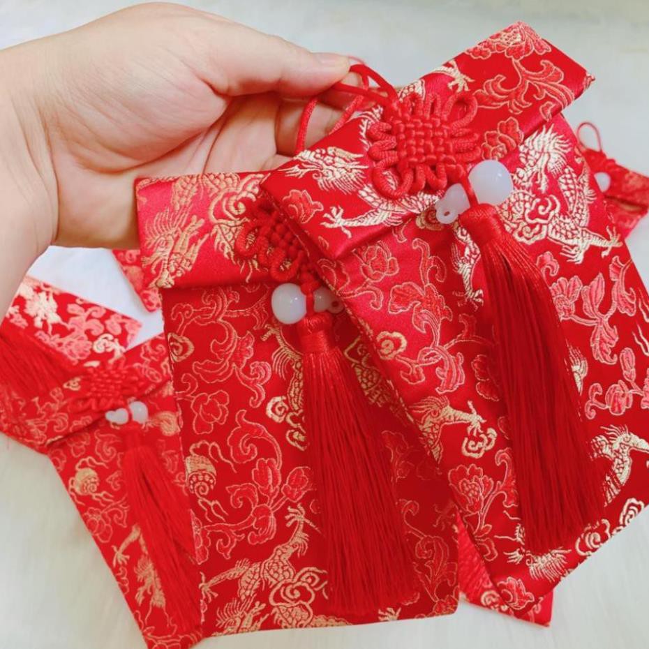 Combo bao lì xì Vải Gấm thêu Rồng Phượng