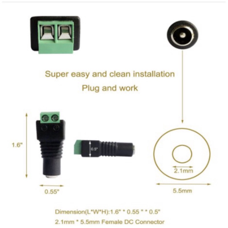 Jack cắm DC 2.1mmx5.5mm Đấu dương âm