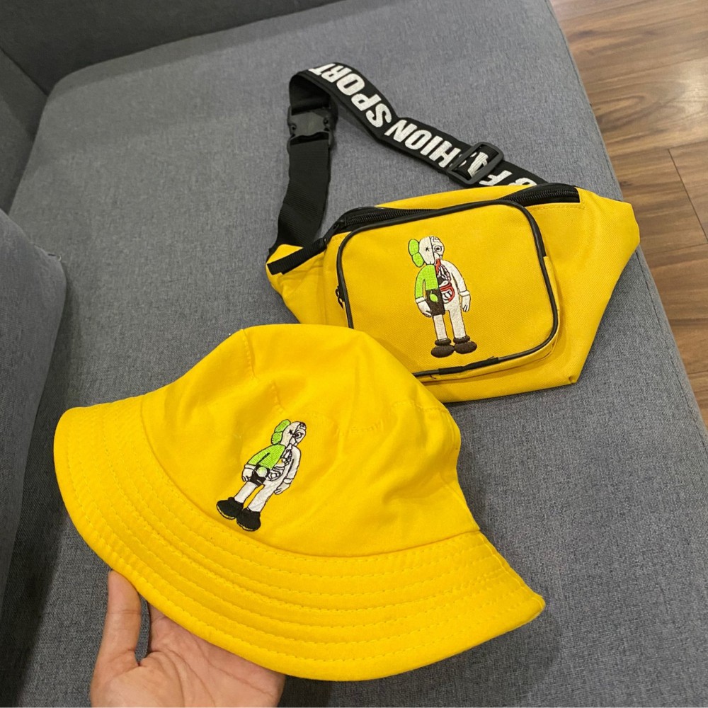 Set túi đeo chéo và nón bucket vành tròn unisex kiểu đẹp,cá tính năng động phong cách hàn quốc fashion hot 2021-B15