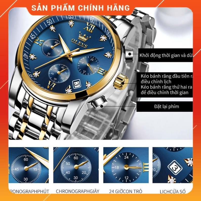 Đồng hồ OLEVS 2858 nam đa chức năng thời trang dây đeo bằng thép không gỉ