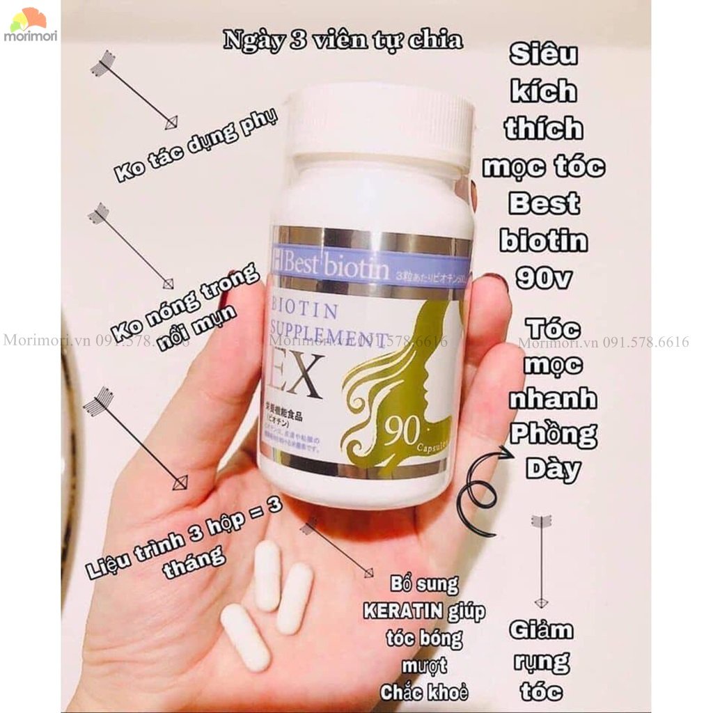 [ Chính Hãng ] Viên uống hỗ trợ mọc tóc Best Biotin Ex Nhật bản 90 viên