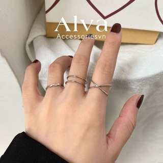 Set nhẫn nữ 3 chiếc mảnh mạ bạc 925 alva accessories bn18 rihanna phụ kiện trang sức đẹp