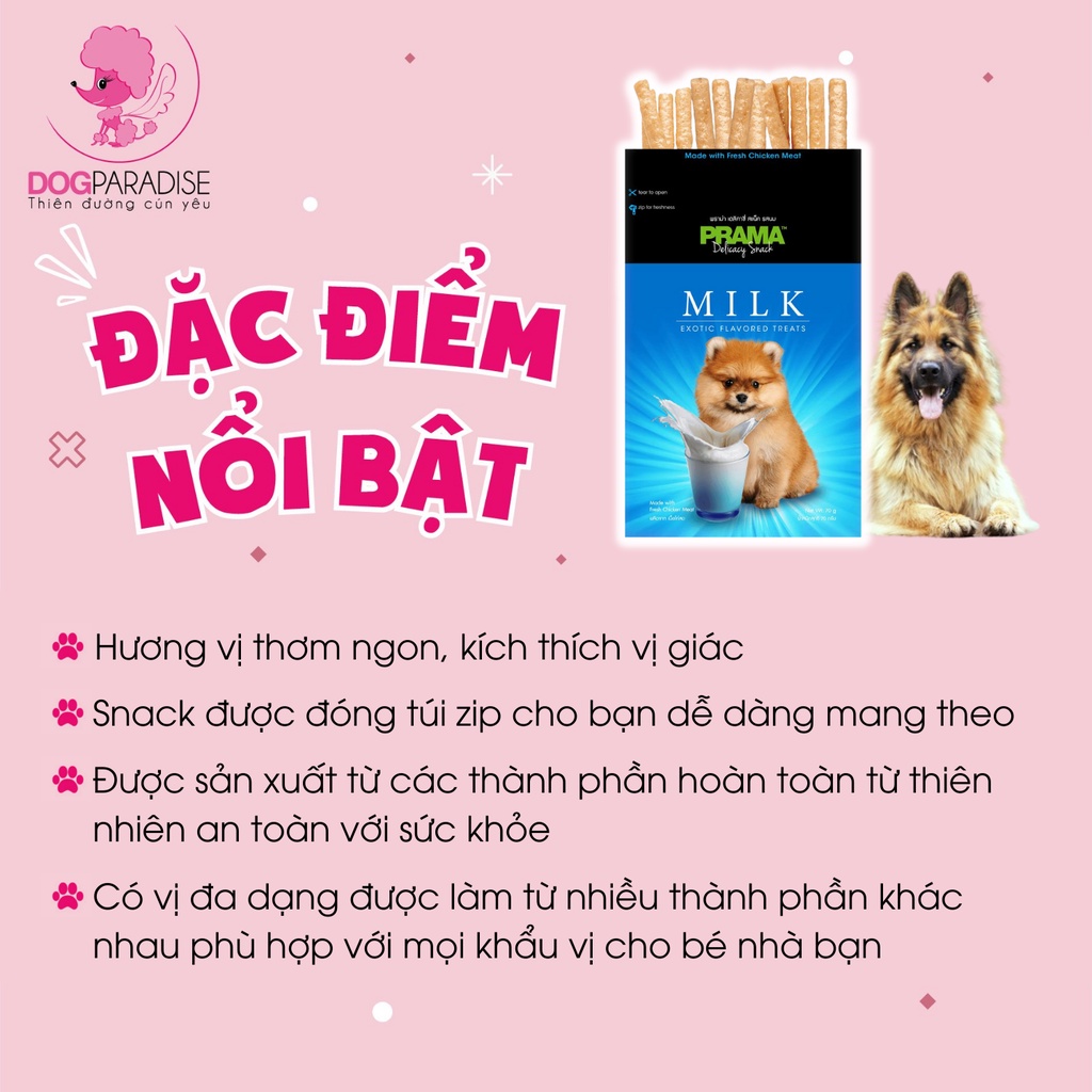 Thức ăn cho chó Snack Prama nhiều giúp thèm ăn thơm ngon bổ dưỡng gói 70g - Dog Paradise