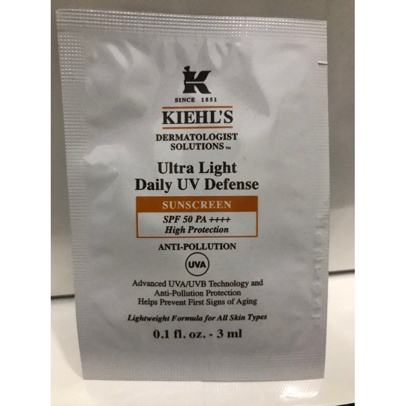3ml Kiehls Kem Chống Nắng Hằng Ngày Ultra Light Daily UV Defense SPF 50 PA++++ Anti-pollution