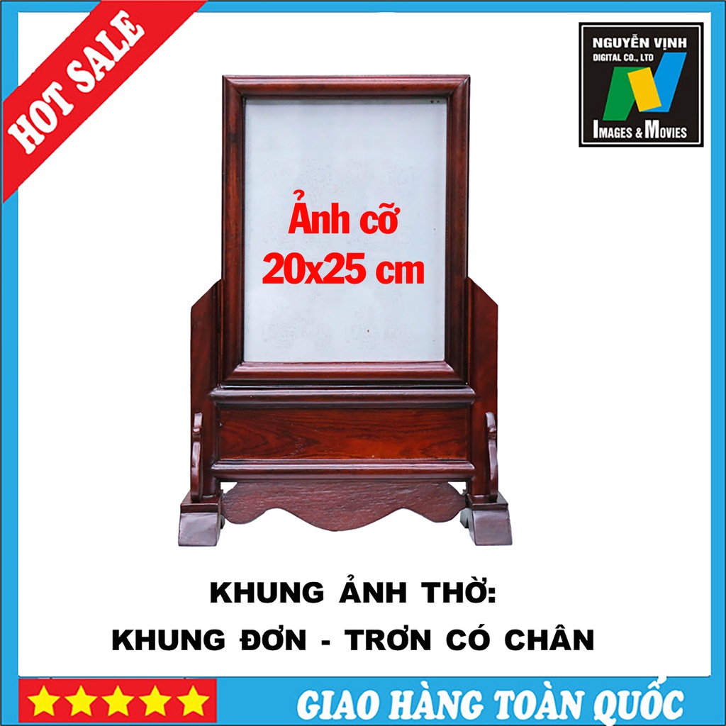 Khung Ảnh Thờ Bằng Gỗ Hương Khung Đơn để bàn hoặc Treo Tường Cỡ 20x25cm Họa Tiết Hoa Văn Độc Đáo Tại Nguyễn Vịnh Digital