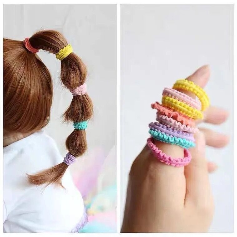 Set 50 Dây Buộc Tóc Cao Su Co Giãn Nhiều Màu Sắc Dễ Thương Cho Bé Gái