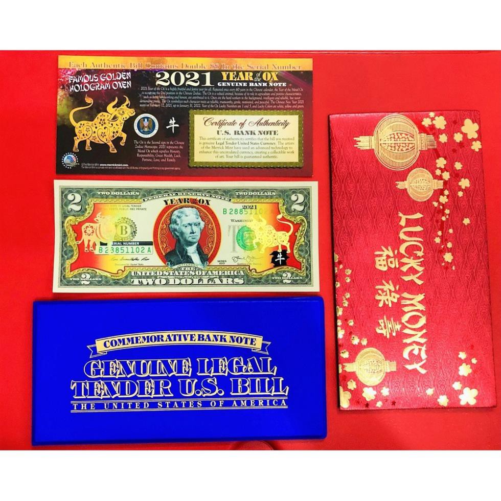 Bộ Tiền 2 USD In Hình Trâu Mạ Vàng Lì Xì Tết 2021 | BigBuy360 - bigbuy360.vn