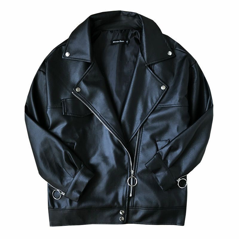 Áo khoác da jacket biker dáng rộng thời trang