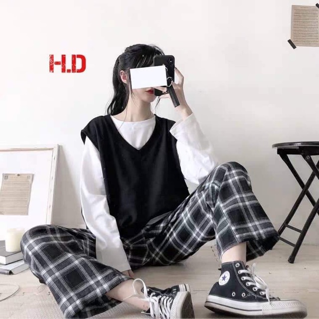 Sét 2 món gile + áo tay thụng HDF577