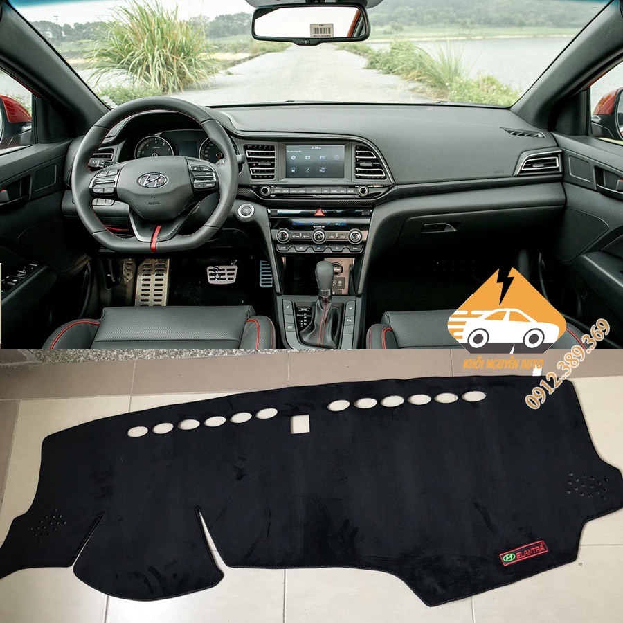 Thảm Taplo Xe Elantra 2016, 2017, 2018, 2019, 2020, 2021, 2022 Chống Trượt 3 Lớp CHẤT LIỆU NHUNG MỊN Loại 1