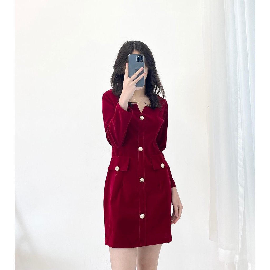 (FREESHIP) Đầm nhung body new hàng quảng châu Miho house