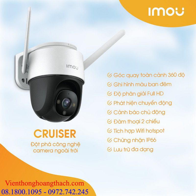 Camera WIFI IMOU S22FP S21FP 1080P 2MP / S42FP S41FP 4MP 2K ngoài trời có màu ban đêm, xoay 360 IMOU PTZ Cruiser