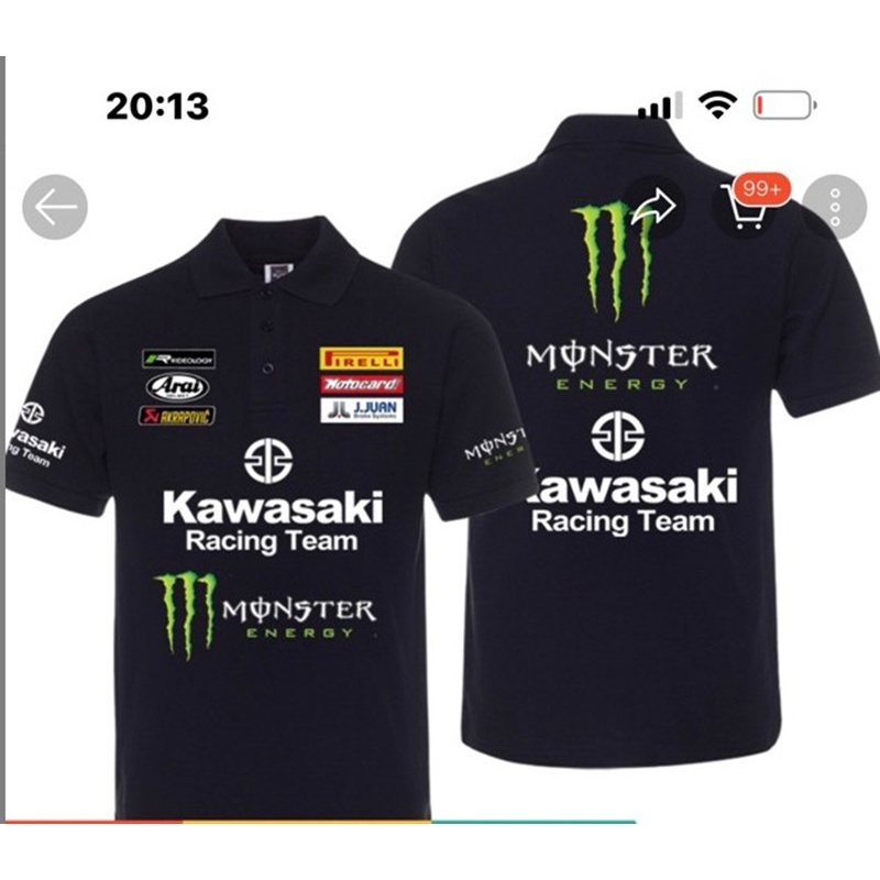 Áo Thun POLO Tay Ngắn Khô Nhanh Mẫu Kawasaki Đội Đua Cho Nam