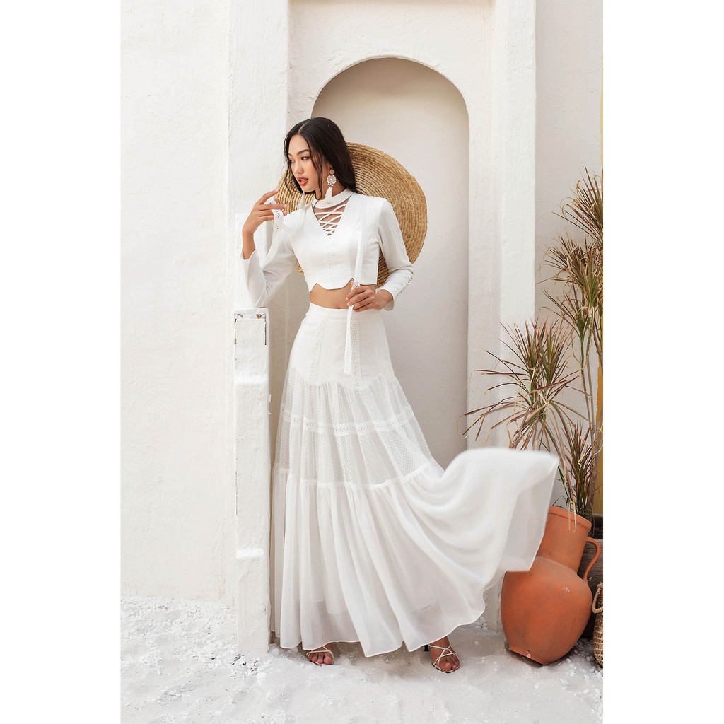 SÒ VINTAGE - MORIN Chân váy midi xô phói ren cách điệu | BigBuy360 - bigbuy360.vn