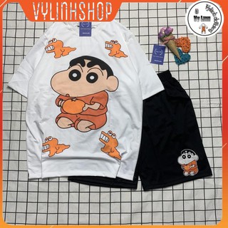Set Đồ Bộ Cu Shin cartoon 3D Cute Áo+ Quần Đùi Vải Thun Cotton Thoáng Mát Freesize Tay Lỡ Phom Rộng