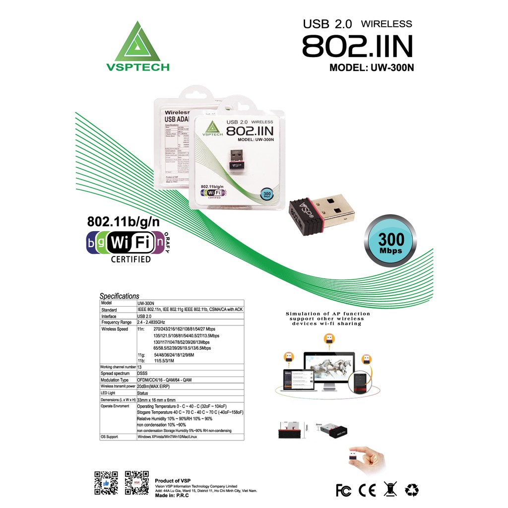 USB2.0 wireless VSP 802.IIn UW-300N