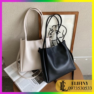 Túi Tote Da Pu Trơn Mịn Chống Nước Cỡ Lớn Đeo Vai Thời Trang Công Sở Thanh Lịch Dành Cho Nữ