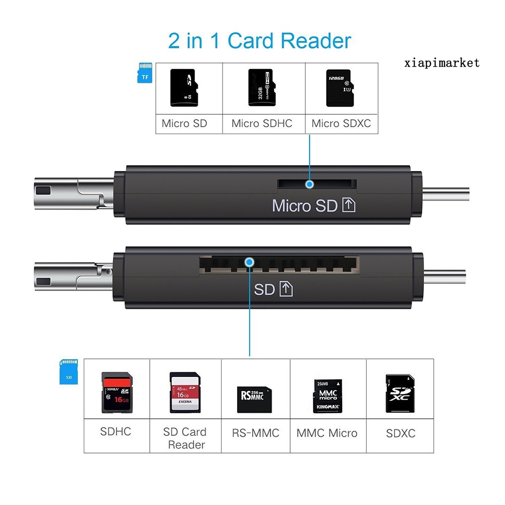 Đầu Đọc Thẻ Nhớ Đa Năng 3 Trong 1 Cổng Usb 3.0 Micro-Usb Tf Sd Otg