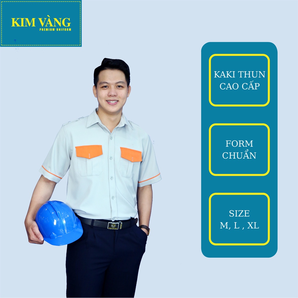 Áo kỹ thuật, áo kỹ sư đồng phục bảo hộ lao động tay ngắn chất liệu Kaki thun cao cấp - Màu trắng
