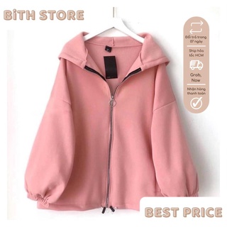 [HÌNH THẬT] Áo Khoác Nỉ Nữ Có Dây Kéo Khoen Tròn Form Cánh Dơi Cao Cấp