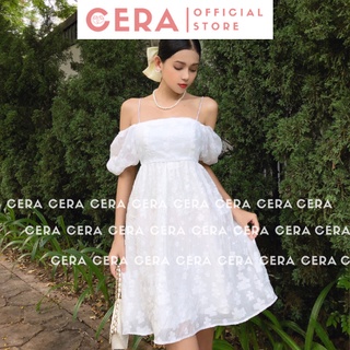 Váy trắng babydoll hoa xốp nổi 🍓 Đầm trắng dự tiệc cực xinh 🍓 CERA FASHION
