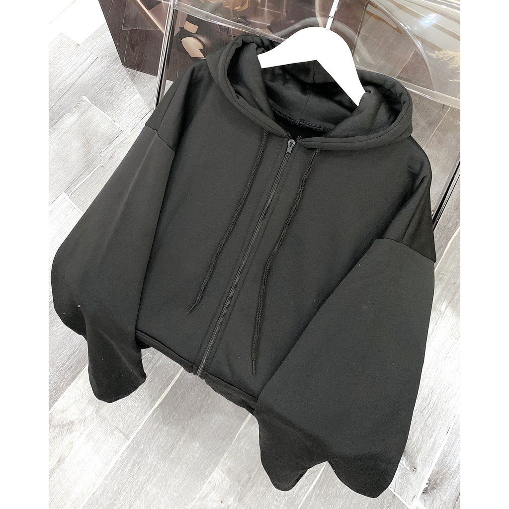 Khoác Nỉ Tay To Trơn Dáng Rộng Nam Nữ Unisex Mũ 2 Lớp Tay Bồng Chất Nỉ Dày Đẹp