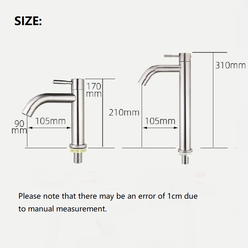 Vòi Nước Lạnh Bằng Thép Không Gỉ SUS304 Cho Bồn Rửa