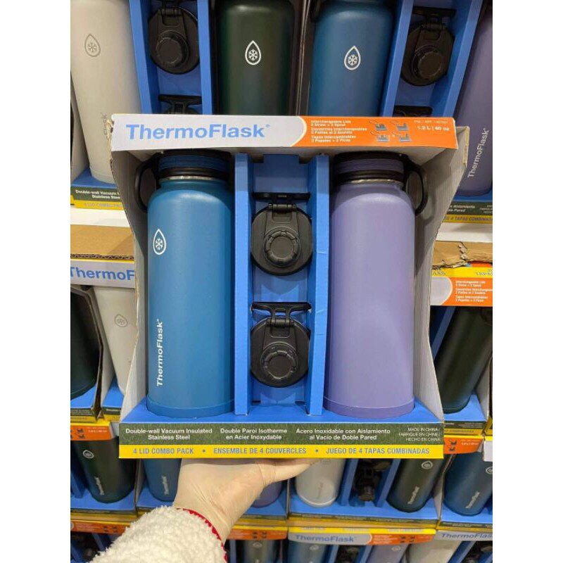 Bình giữ nhiệt INOX cao cấp Thermoflask mẫu mới 1.2L và 710ml 2 nắp.