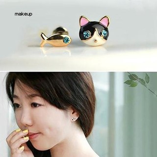 Khuyên tai hình mèo đính đá phong cách Hàn Quốc dễ thương dành cho nữ