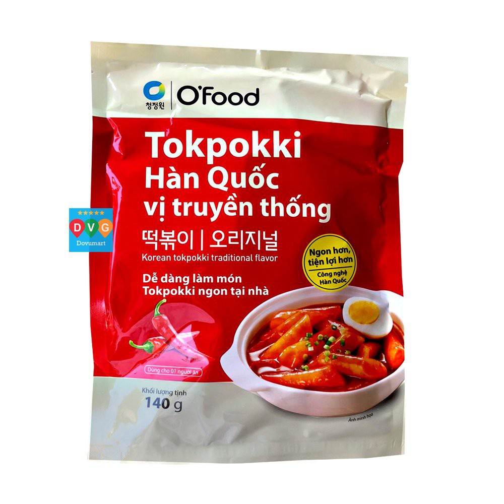 Bánh Gạo Tokpokki Hàn Quốc Vị Truyền Thống Kèm Sốt Nấu O'Food (Gói 140g)