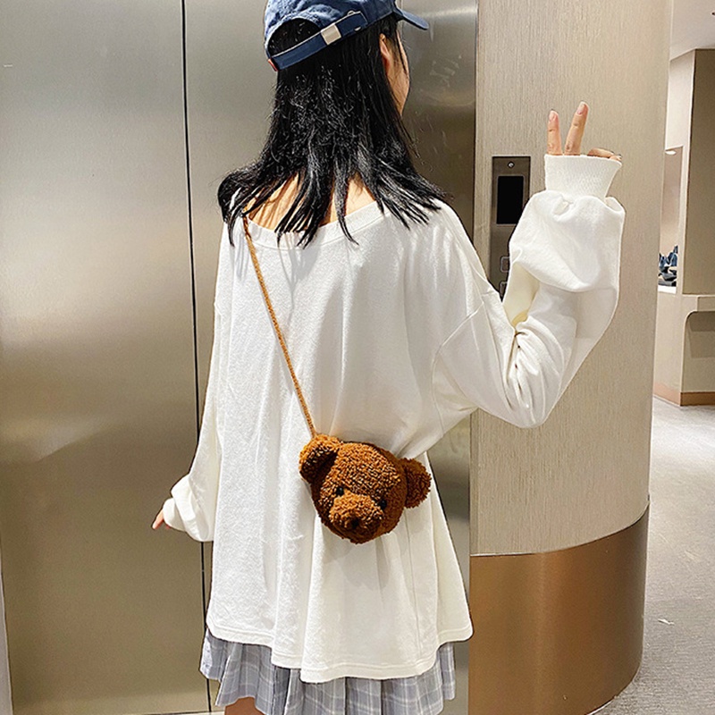 Túi đeo chéo IELGY mini hình gấu bông dễ thương dành cho nữ