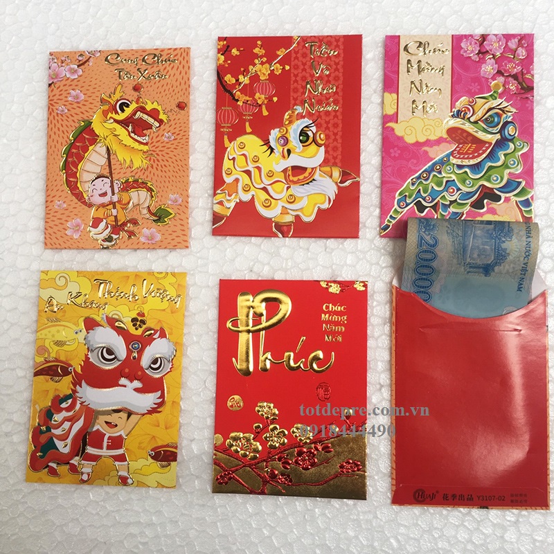 Tệp 6 Phong bao Lì xì Tết đẹp trang nhã sang trọng in bóng